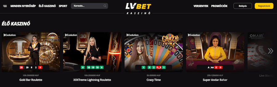 LV Bet élő kaszinó