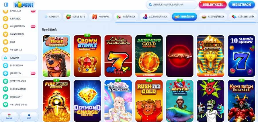 Nomini értékelés nyerőgépek