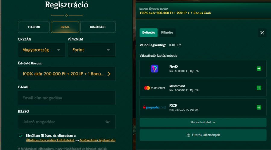 Casinia értékelés regisztráció