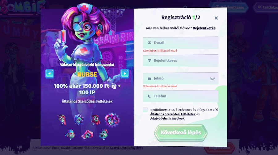 regisztráció Casombie