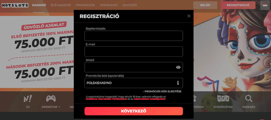 HotSlot Regisztracio