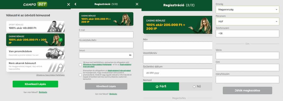 CampoBet értékelés regisztráció