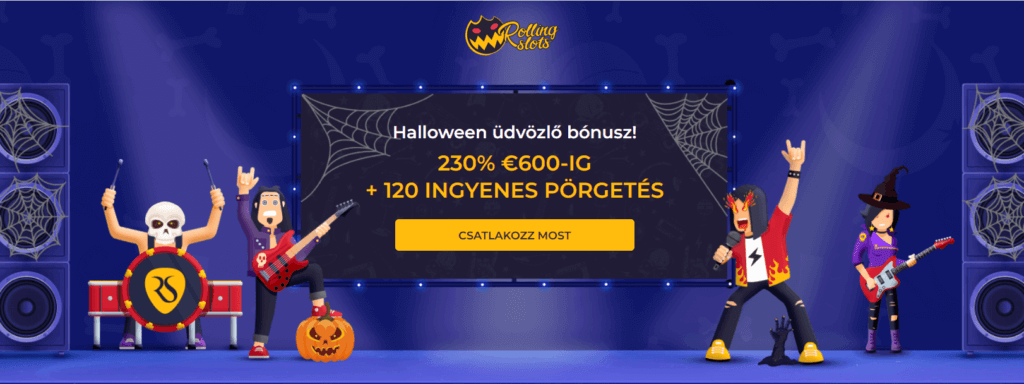 Rolling Slots Halloween üdvözlő bónusz