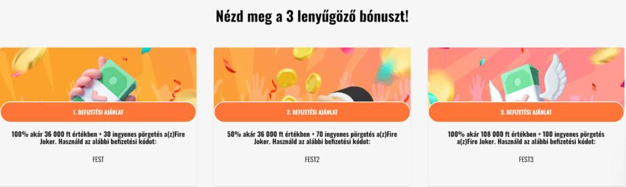 CasinoFest üdvözlő bónusz