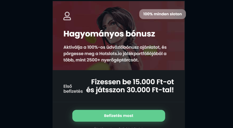 HotSlots üdvözlő bónusz