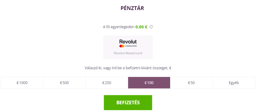 Revolut befizetés online kaszinókban