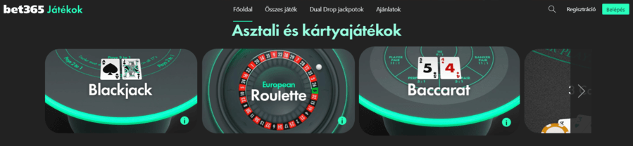 Bet365 asztali játékok