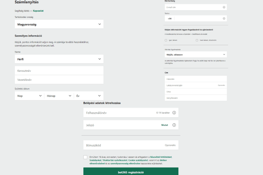 Bet365 regisztráció