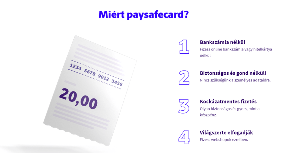 Paysafecard előnyök