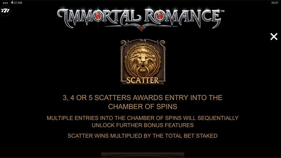 Immortal Romance scatter