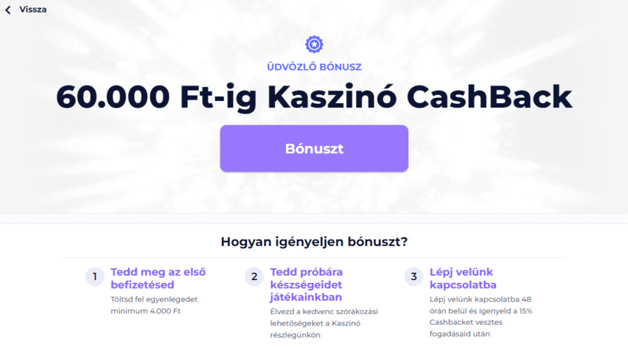 Light Casino cashback bónusz