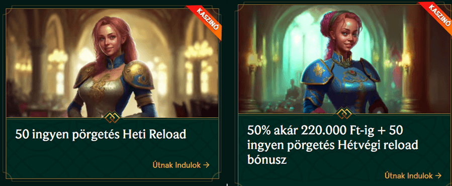 Casinia reload bónuszok