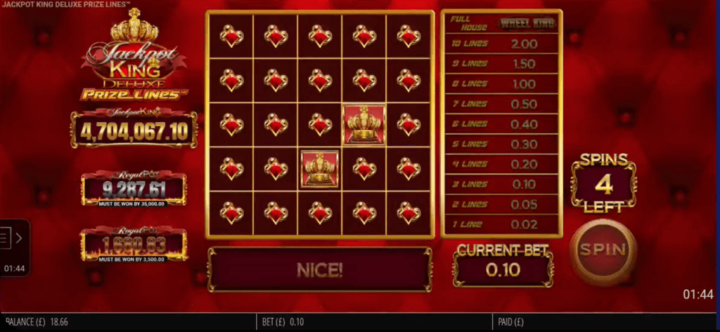 Jackpot King Deluxe Prize lines szimbólumok