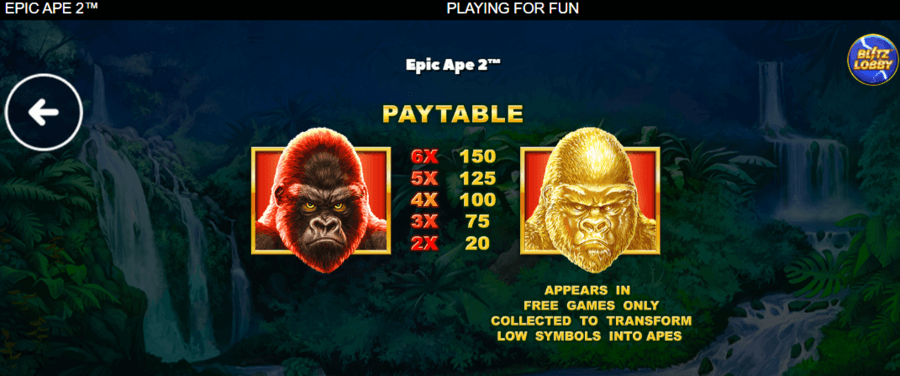 Epic Ape 2 magasan fizető szimbólumok