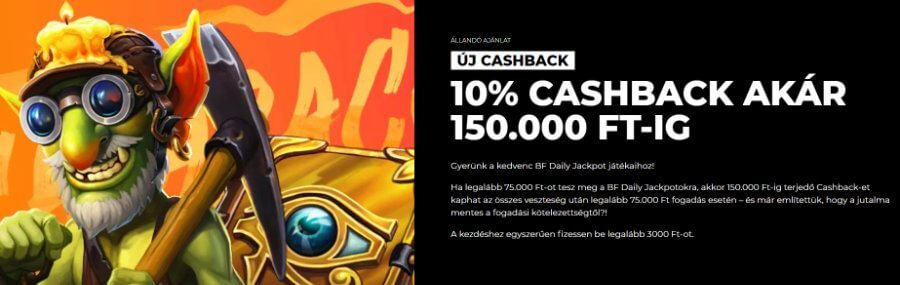 HotSlots cashback bónusz no wagering