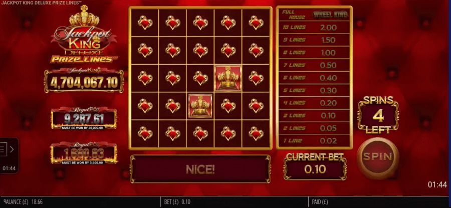 Jackpot King Prize Lines progresszív nyerőgép