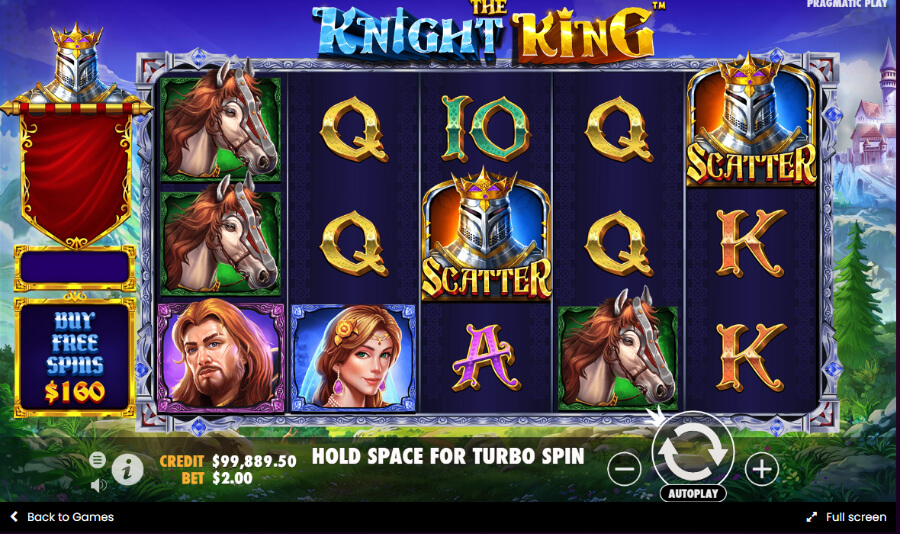 The Knight King nyerőgép grafika