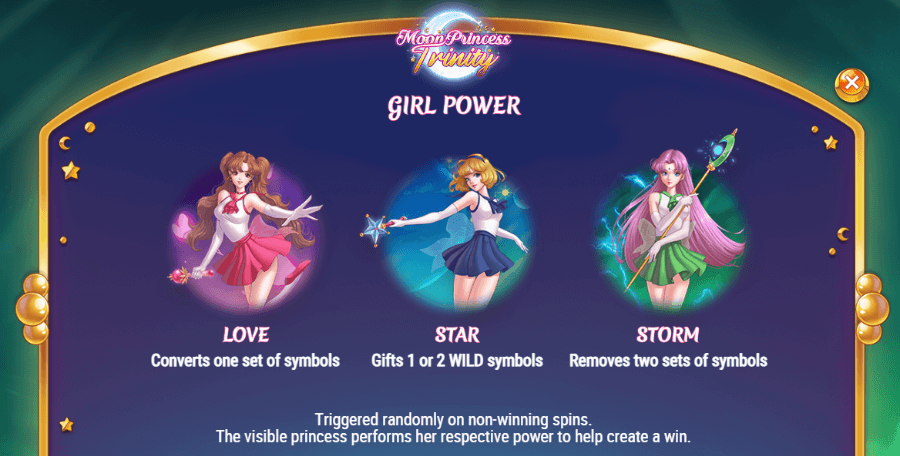 Moon Princess Trinity értékelés Girl Power bónusz funkció