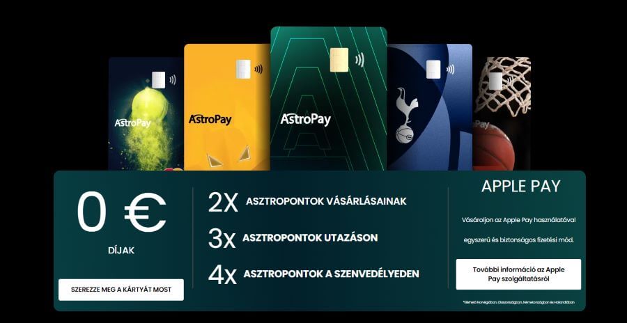 AstroPay kaszinó kártyák