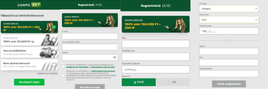 CampoBet értékelés regisztráció folyamata