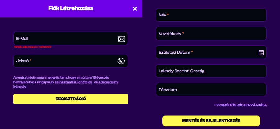 regisztráció menete