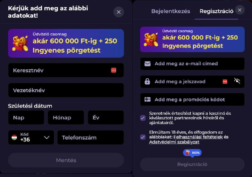 regisztráció menete