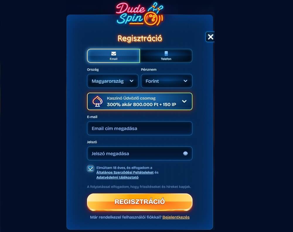Dude Spin értékelés regisztráció