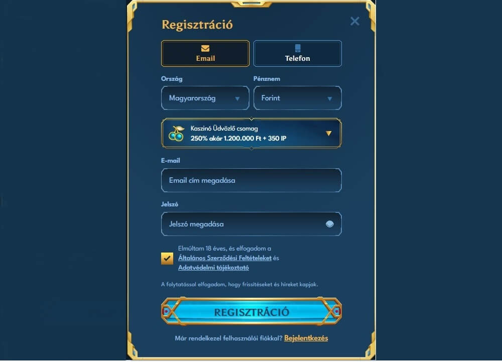 Casea értékelés regisztráció