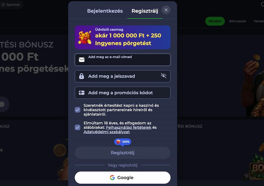 regisztráció