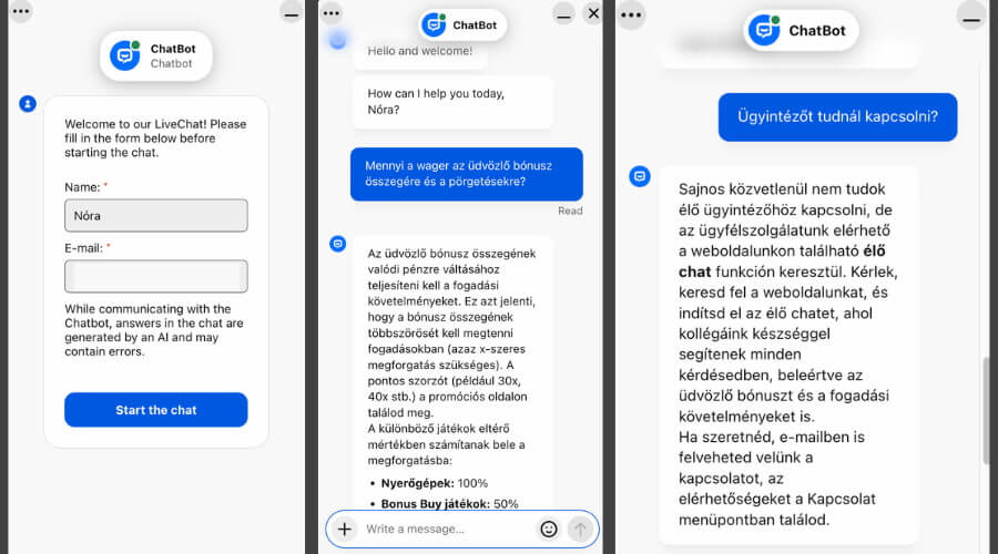 ügyfélszolgálat tesztelés